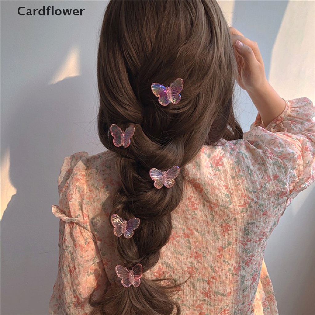 Bộ 5 Kẹp Tóc Trong Suốt Hình Hoa Hồng / Bướm / Hoa Hồng Ngọt Ngào Cho Nữ