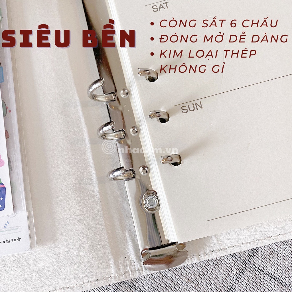 Binder/ Bìa Sổ Còng Da Size A5 Nhà Cam