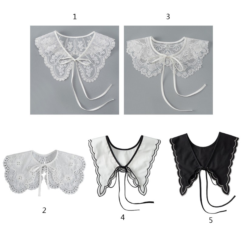 Cổ áo sơ mi giả có thể tháo rời phong cách pháp cho nữ dệt organza