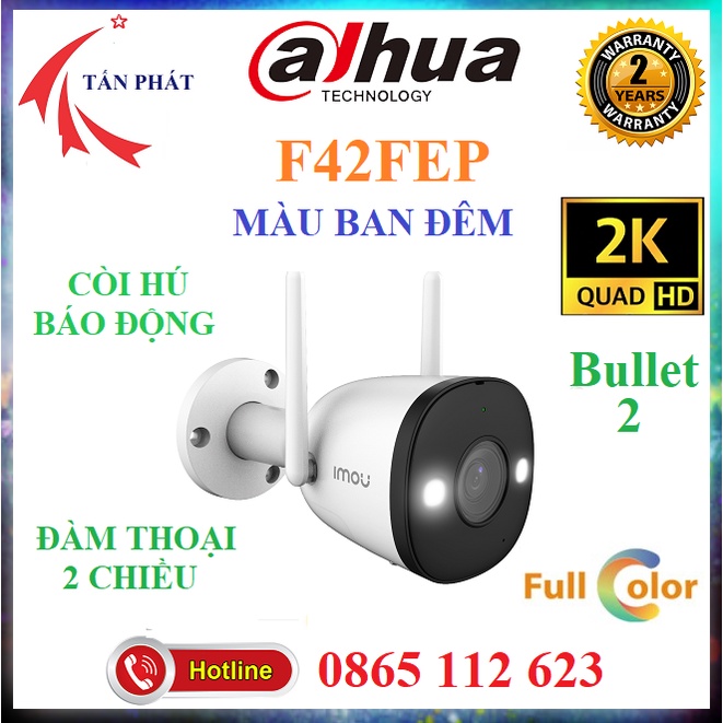 Camera IP 2M 4M WiFi Ngoài Trời IMOU F42FEP F46FP  2K 1080P Bullet 2S   BH 24TH F22P F42FP G42P  MÀU BAN ĐÊM Dahua