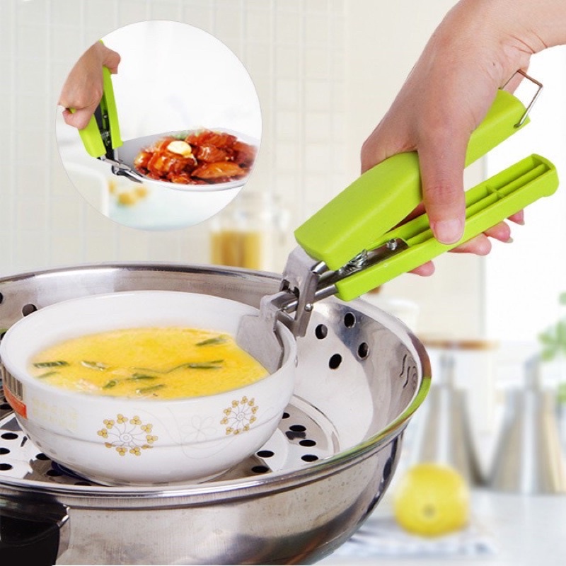 Kẹp Gắp Đồ Nóng, Đồ Hấp Đa Năng - Dụng Cụ Gắp Inox Có Lò Xo
