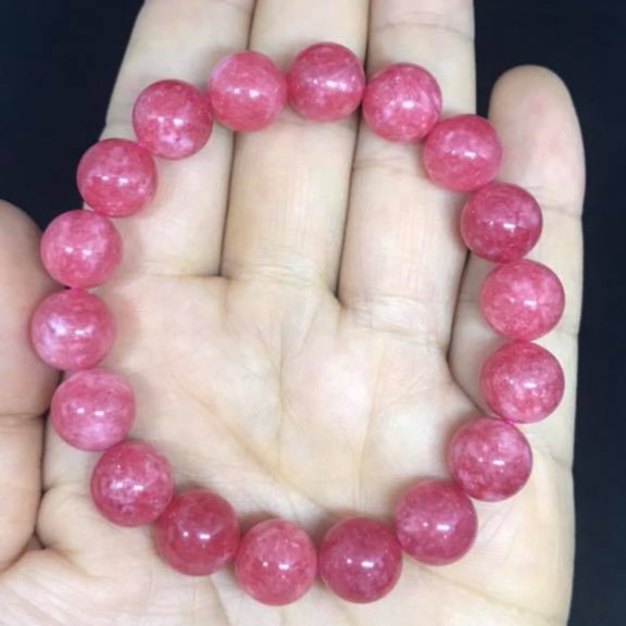 VÒNG TAY ĐÁ PHONG THỦY MAY MẮN -MẦU HỒNG RUBY- 10LY