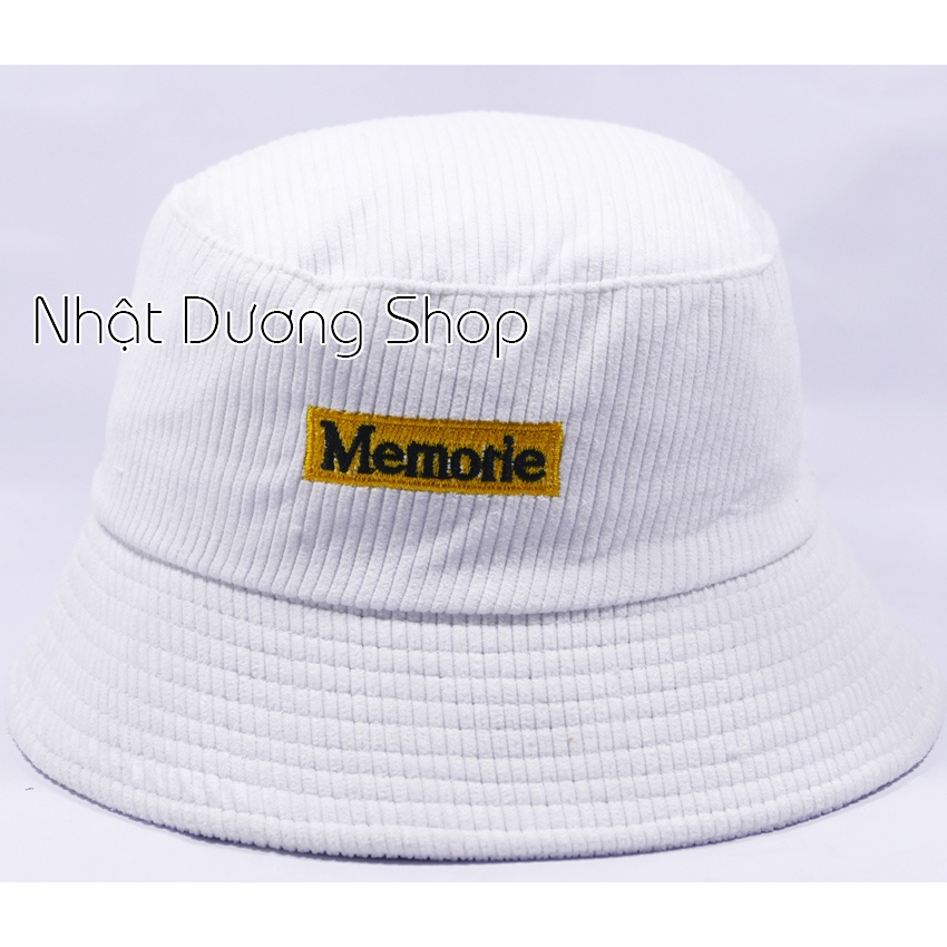 Mũ bucket vành cụp ❤️Nón tai bèo thêu chữ MEMORIE chất nỉ nhung cao cấp form unisex nam nữ 2022