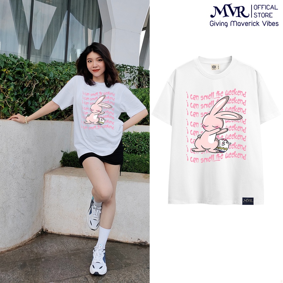 Ao Thun Nam Nữ In Hình Thỏ Hông Dabbing Nhảy chính hãng MVR Ulzzang TT1412
