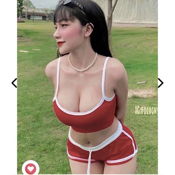 Set bộ ngủ 2 dây viền trắng chất cotton - S5N