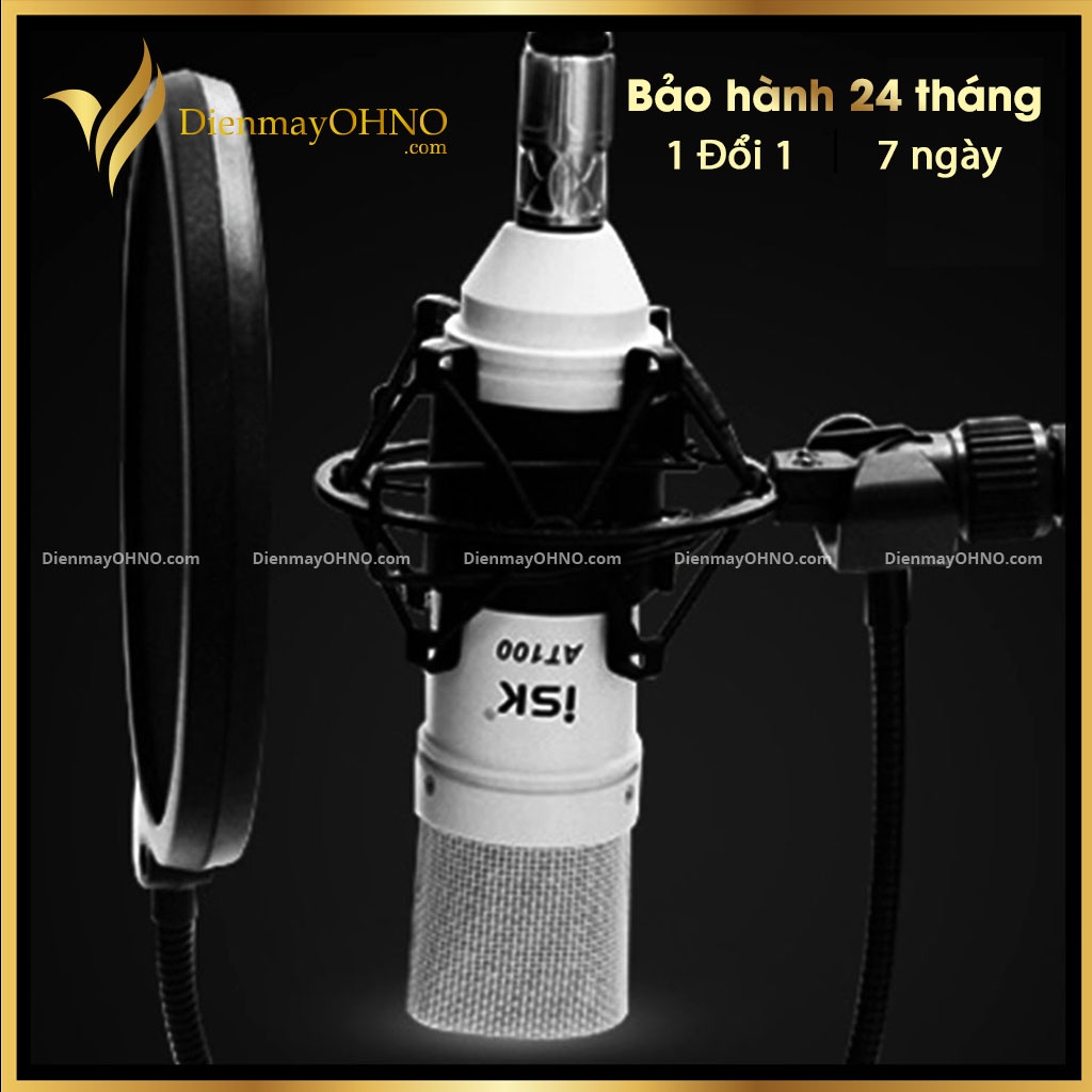 Micro Thu Lọc Âm Chuyên Livestream Có Dây AT 100 Bộ Mic Hát Cao Cấp Karaoke Thu Âm Chu