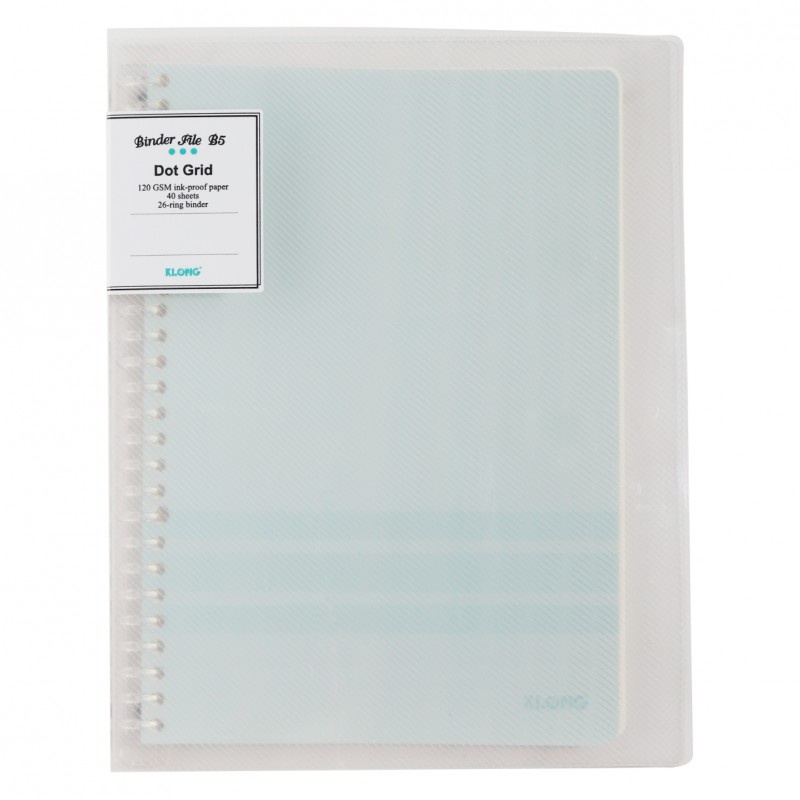 Sổ Binder File Dot Grid nhựa kẹp còng khổ B5 - 40 tờ KLONG MS: 545