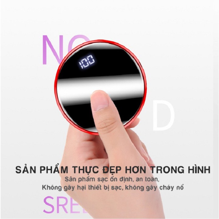 Pin Sạc Dự Phòng, Hình Tròn Dung Lượng 9000mah Nhỏ Gọn Tiện Lợi Sạc Nhanh Màn Led Hiển Thị