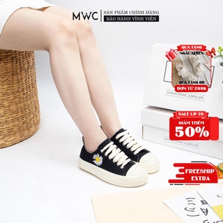 Giày Thể Thao Nữ Thời Trang MWC Đế Bằng Vải Canvas Mềm Mại Đính Hoa Cúc Xinh Xắn Năng Động NUTT- 0396