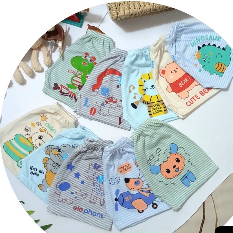 Quần chục cotton đùi kẻ họa tiết cho bé trai bé gái trẻ sơ sinh từ 3-8kg KIMI QC