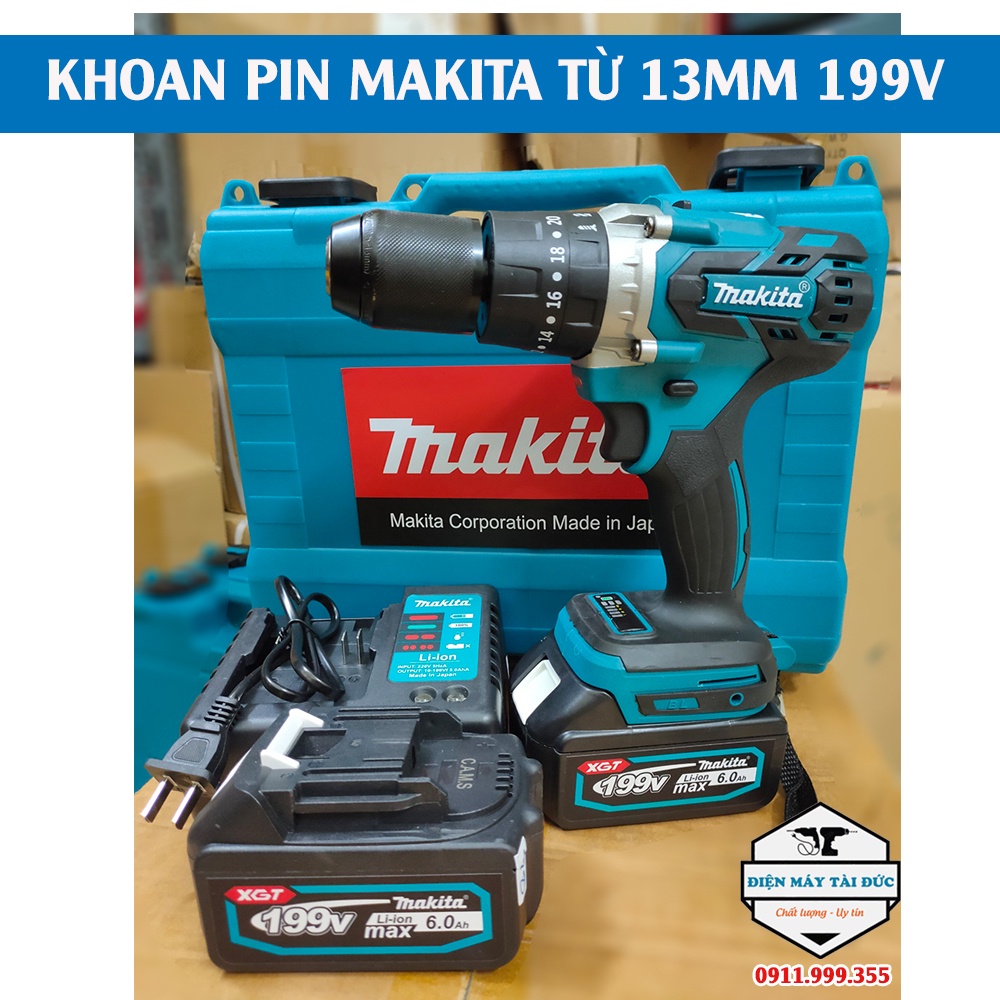 MÁY KHOAN PIN MAKITA 199V Không chổi than có búa lực khỏe