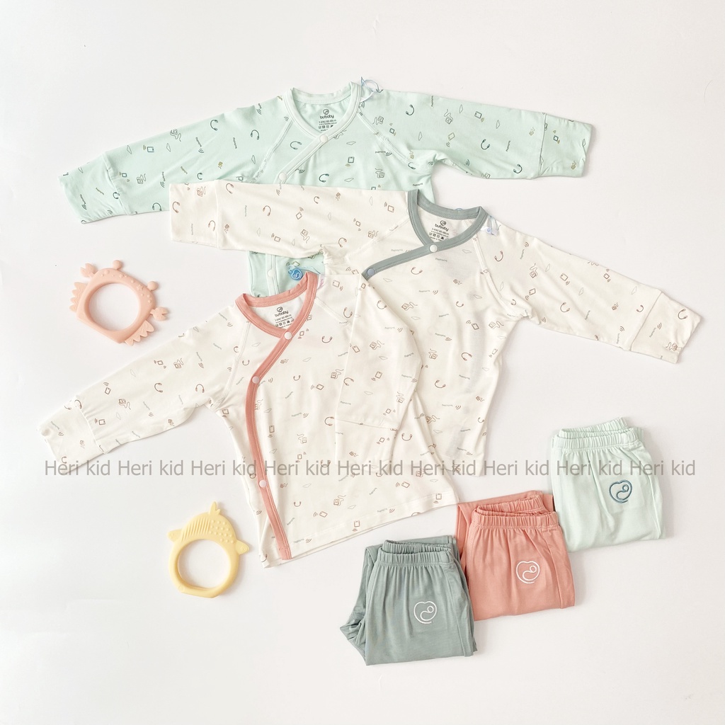 Bộ dài tay cài chéo Bu baby sợi tre Bambus 0m - 6m