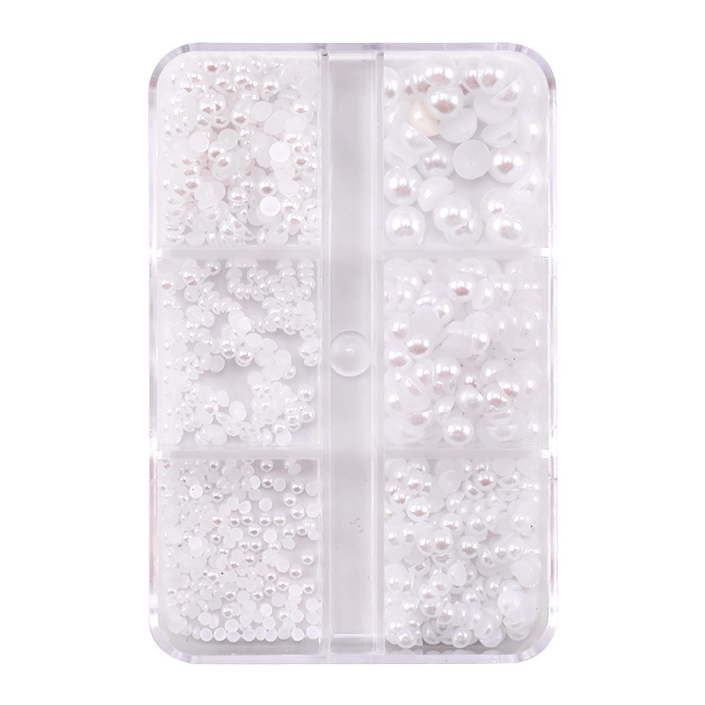 Hộp 6 Ngăn Hạt Ngọc Trai 1.5-5mm Trang Trí Móng Tay Nghệ Thuật