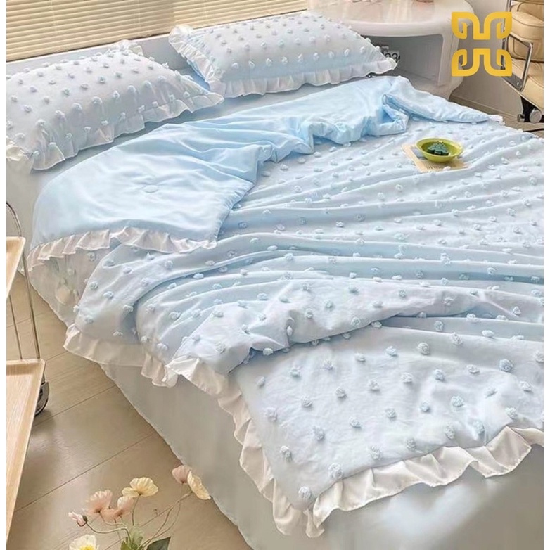 Bộ đũi bèo chăn trần mềm mại thoáng mát,bộ đũi 4 món chăb trần mềm mại