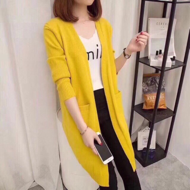 Áo Cadigan dáng dài loại 1, chất siêu dày mịn như nhung(free ship)