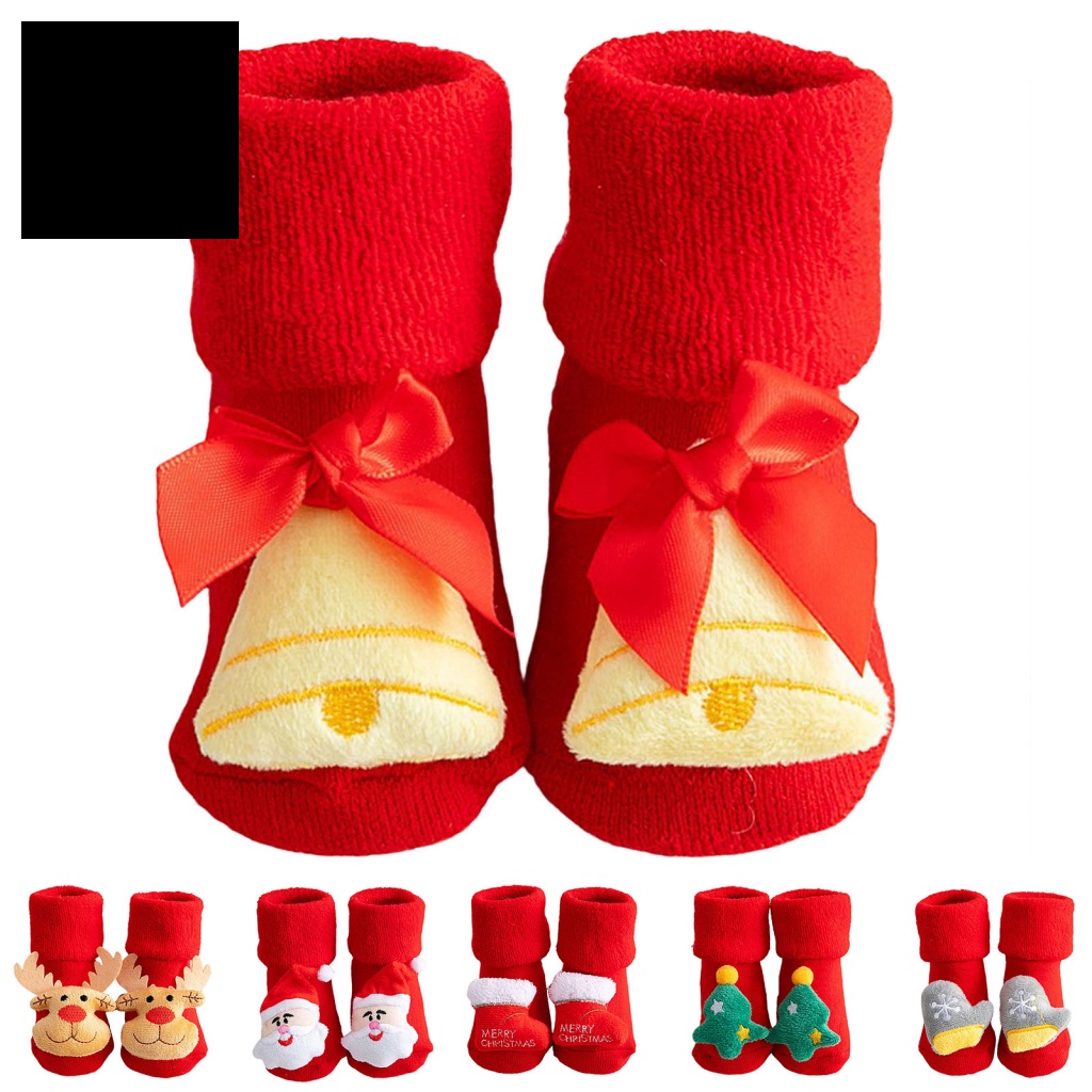 1 Đôi Tất Giữ Ấm In Hình Giáng Sinh 3D Cho Bé
