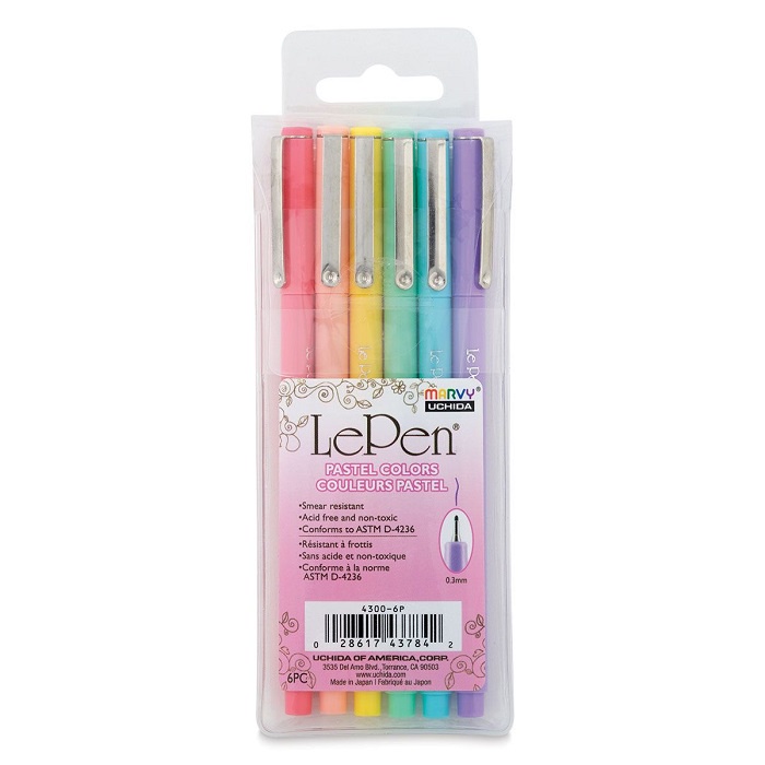 Bộ bút lông kim Marvy Lepen 4300, 0.3mm - 6 màu Pastel