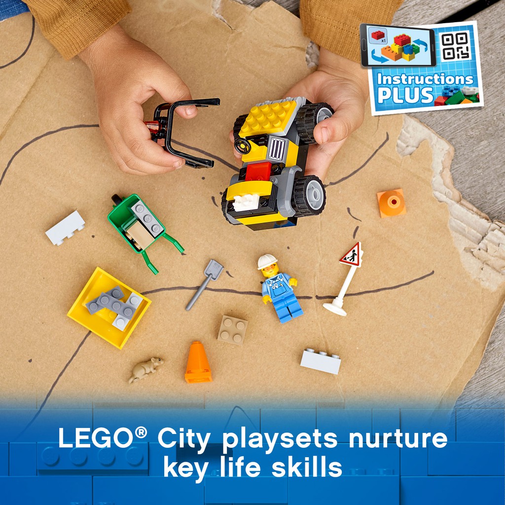 [Mã LIFEXANH24 giảm 10% đơn 99K] LEGO CITY 60284 Xe Xúc Lật Sửa Chữa Đường ( 58 Chi tiết)