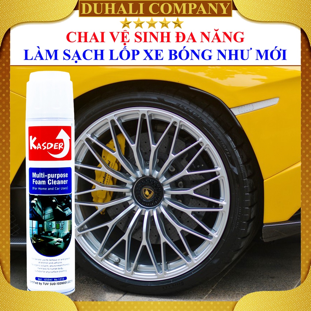 Dầu Bóng Lốp - Xịt Bóng Lốp - Vệ Sinh, Bảo Dưỡng, Chống Nứt Bánh Xe Cao Su Ô Tô, Xe Máy - Kasder Foam - Duhali