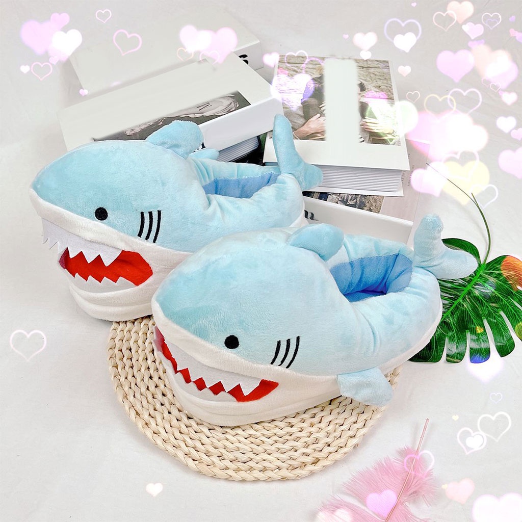 Dép Đi Trong Nhà Đế Mềm Dày Thoải Mái Hình Cá Mập Hoạt Hình Dễ Thương Mùa Đông Cho Cặp Đôi Nam Và Nữ