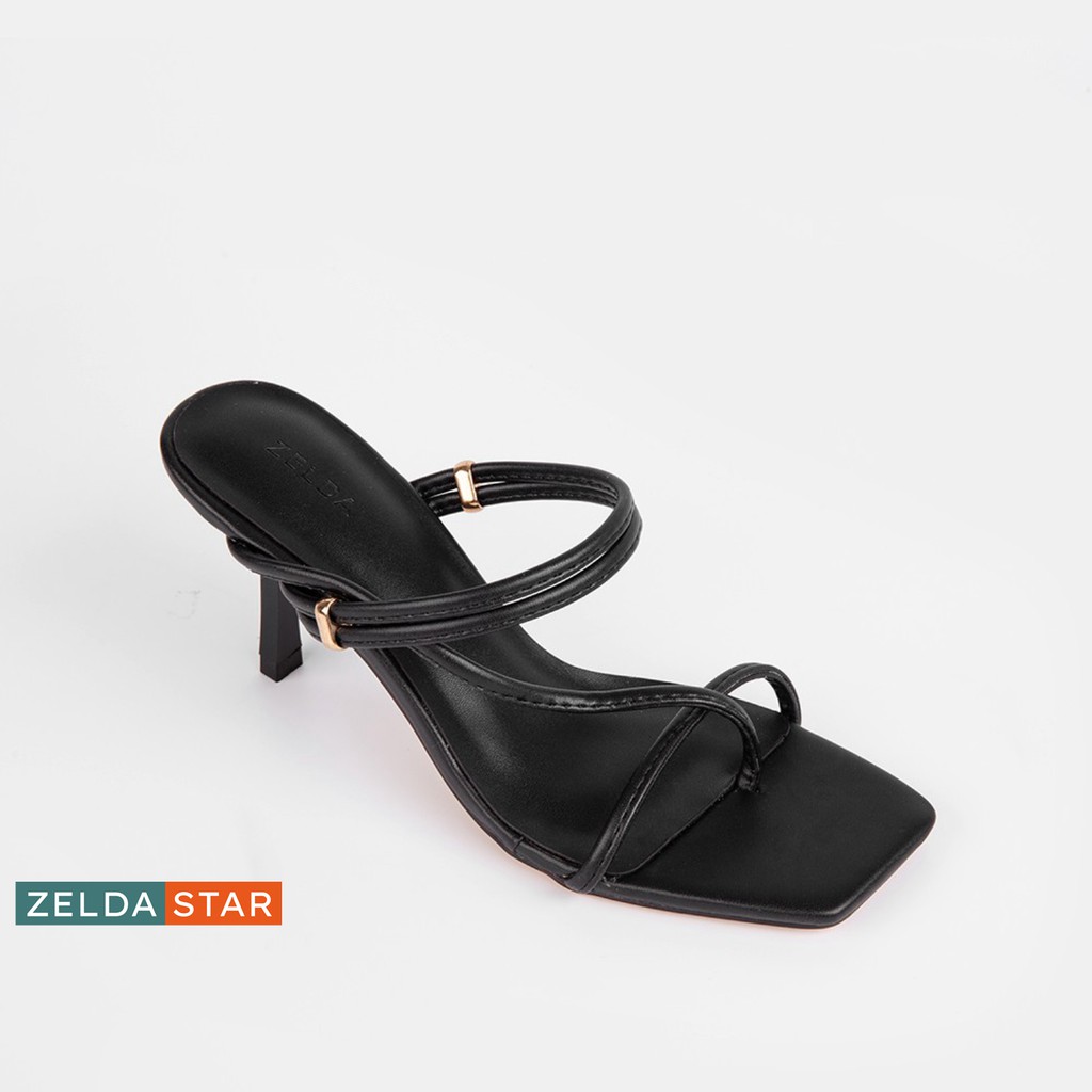 Giày Sandal Zelda Star mũi vuông gót 7cm phối dây chéo - SN011820