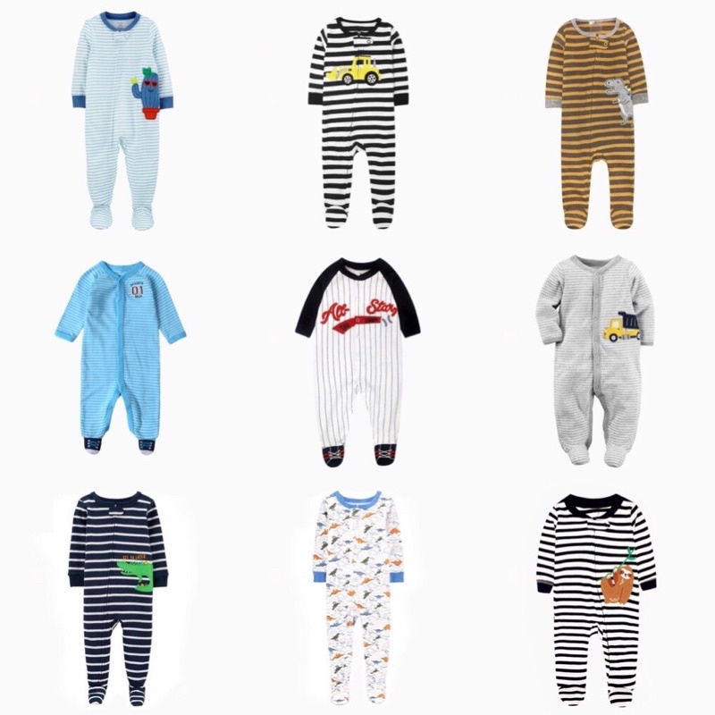 Sleepsuit body liền thân hàng xuất xịn 100% cotton mềm mại cho bé trai size 3-12m (link 1)