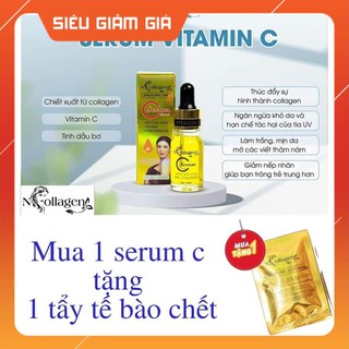 SERUM VITAMIN C N.COLLAGEN (Giảm 90% n.ám, t.àn n.hang, m.ụn, cấp độ ẩm, căng bong da). KL: 10ml. Tặng tầy tế bào chết