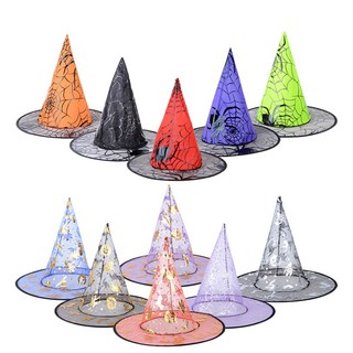 Hàng Chính hãng Mũ phù thủy hóa trang Halloween màu đen nhiều họa tiết đẹp