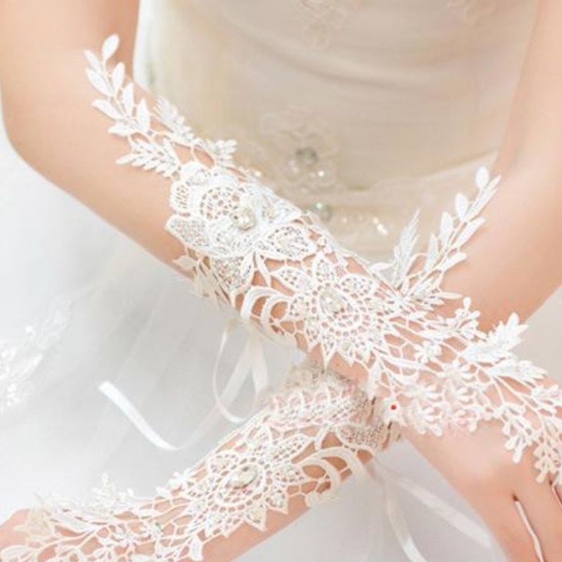 Đôi Găng Tay Ren Hoa Thời Trang Cho Cô Dâu