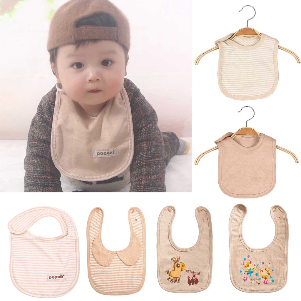 Yếm Ăn Cotton Hai Lớp Mềm Mại Dành Cho Bé Sơ Sinh