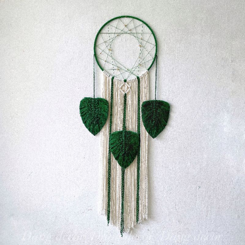 [FOLLOW US GIẢM 30K] Dreamcatcher xanh rêu trang trí nhà cửa phong cách Boho (hình shop tự chụp)