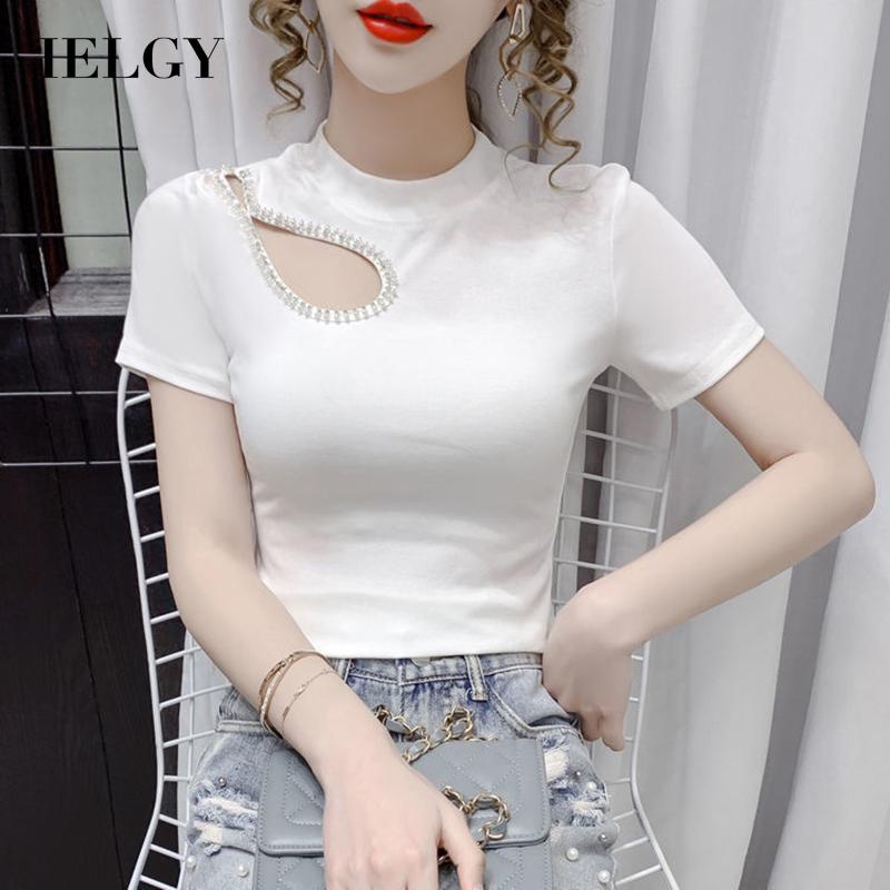 IELGY Áo Thun Ngắn Tay Dáng Ôm Thiết Kế Độc Đáo Thời Trang Cho Nữ