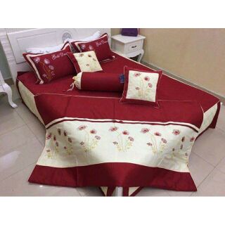 Set chăn ga gối satin thêu cao cấp