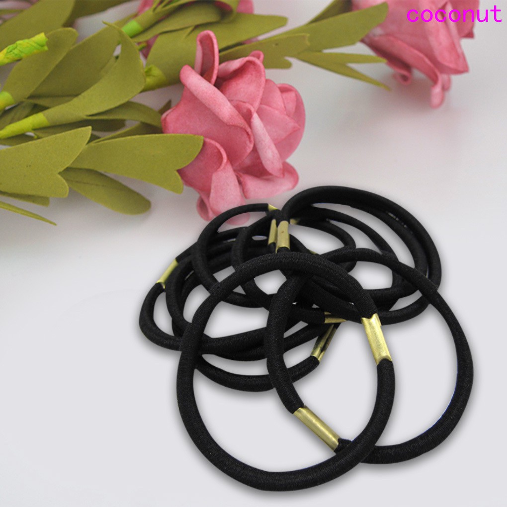 Bộ 10 Dây Buộc Tóc Co Giãn Màu Đen Dành Cho Bạn Gái