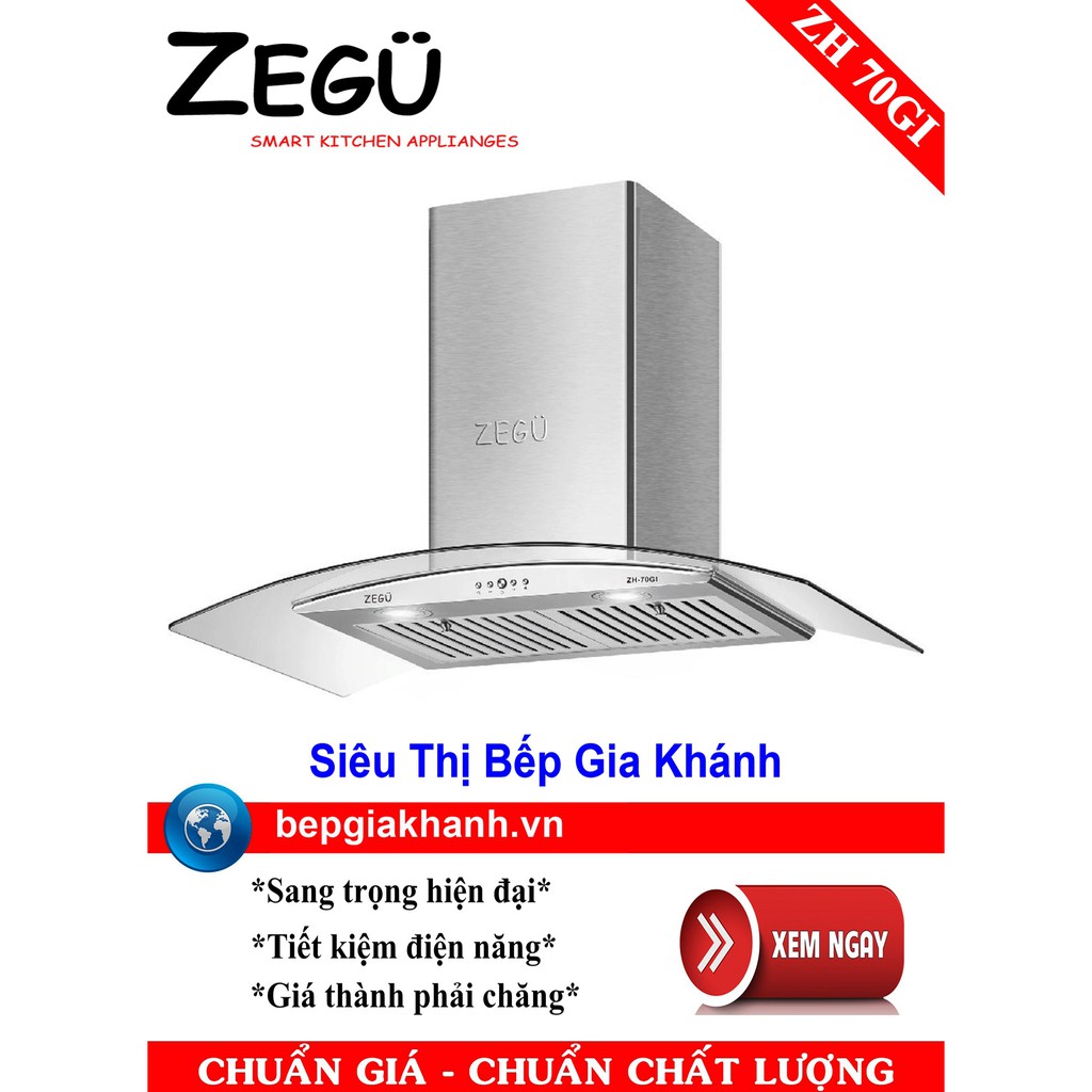 Máy hút mùi dạng kính cong 70cm Zegu ZH 70GI