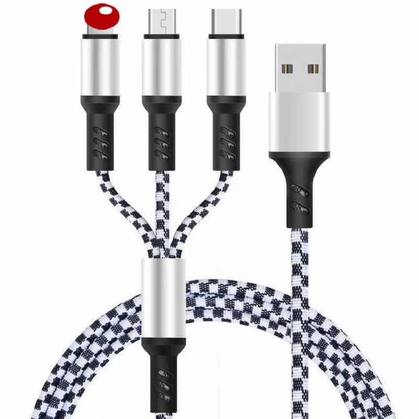 Cáp Sạc 3 Đầu Dây Cáp Sạc DS320 đa năng 3in1-Micro-Type C Dây Dù Sạc cho Samsung Oppo Xiaomi IP