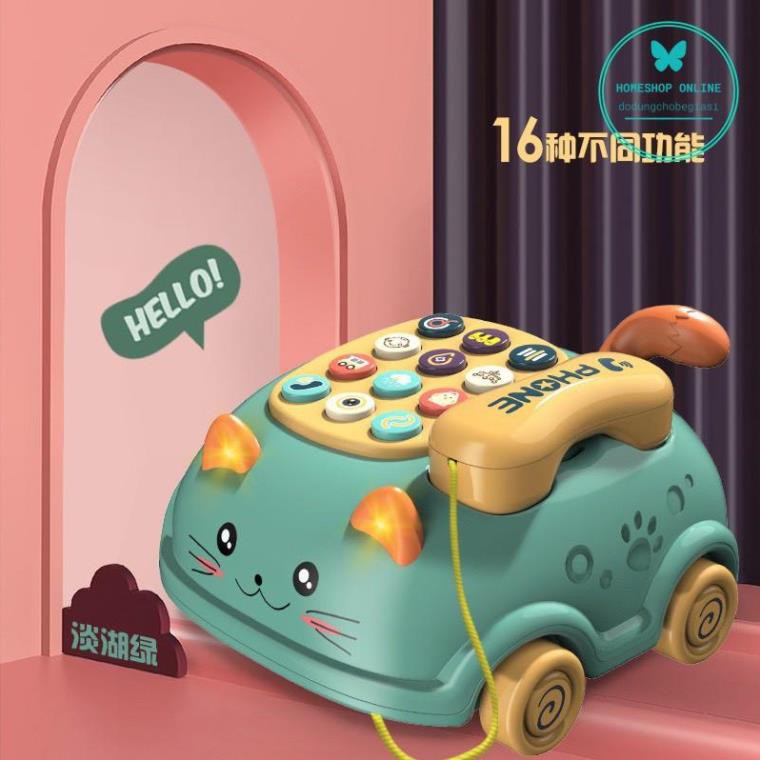 Điện Thoại Xe Kéo PULL PHONE Đồ Chơi Phát Nhạc Mèo Xinh Có Đèn Mẫu Mới 2021 HOME SHOP ONLINE