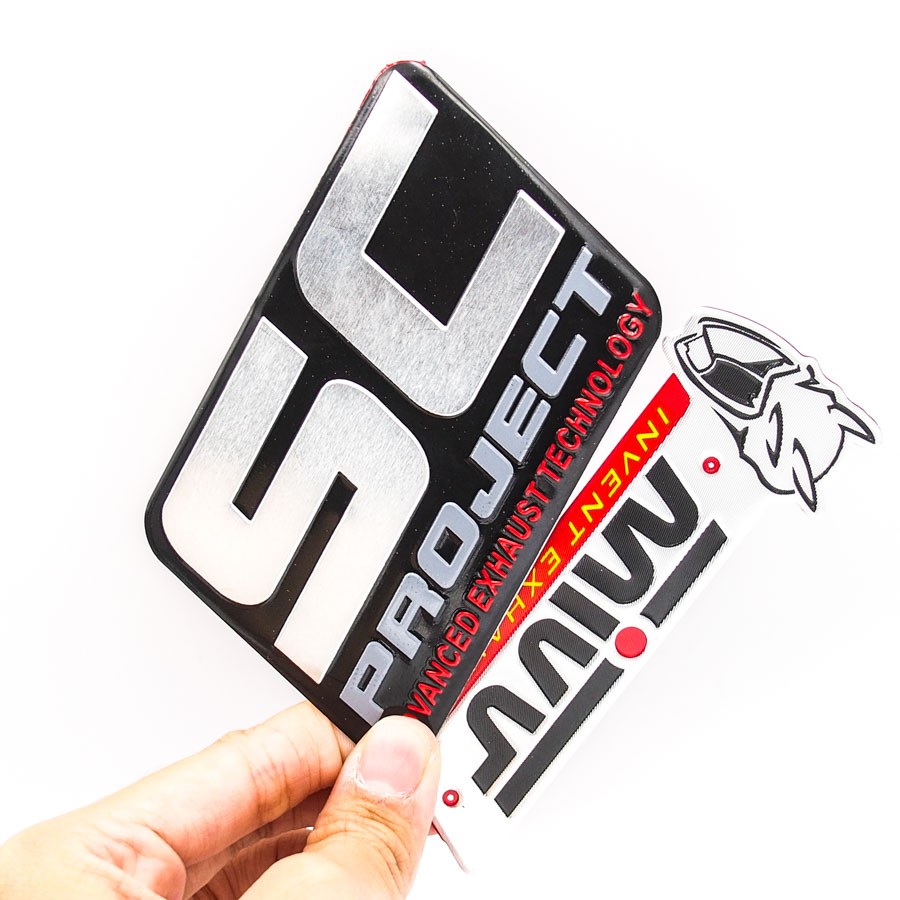 Set 2 miếng Sticker metal dán bô xe Sticker Factory - Chủ đề Mivv Exhaust