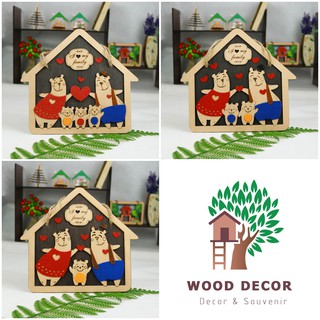 Bảng gỗ trang trí, bảng gỗ treo cửa biển decor gia đình gấu nhiều mẫu