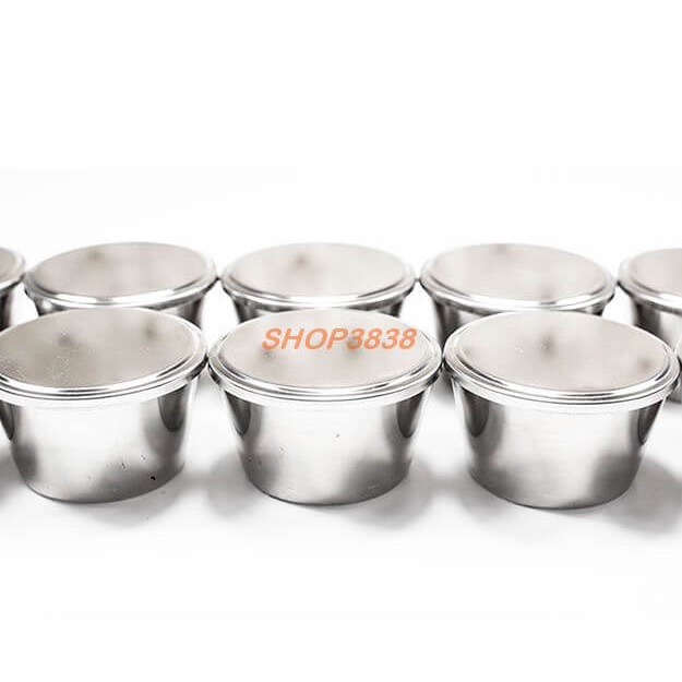 Khuôn Làm Bánh Flan Rau Câu Cupcake Inox 304 Bán Lẻ Nắp Nhựa Kèm Nắp Inox 304