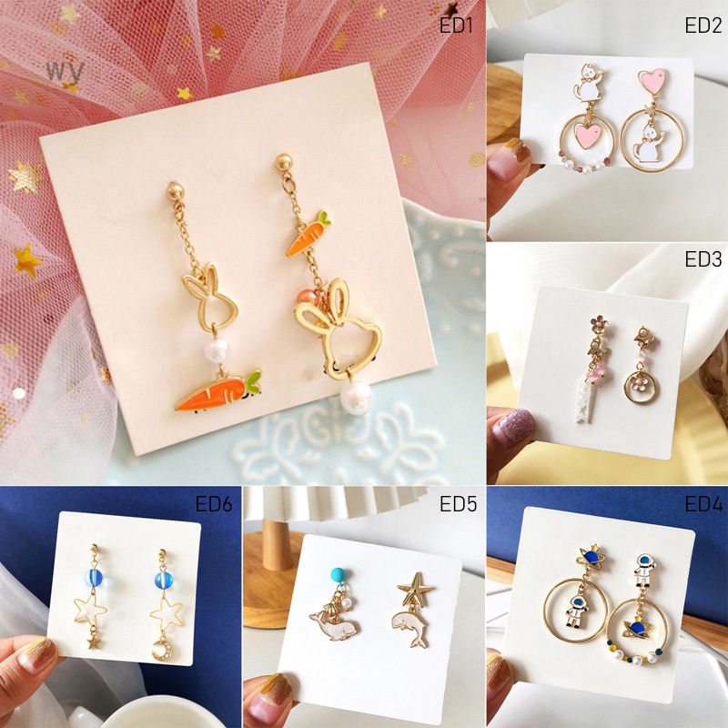 Khuyên Tai Hình Thỏ Và Cà Rốt Đính Ngọc Trai Dễ Thương