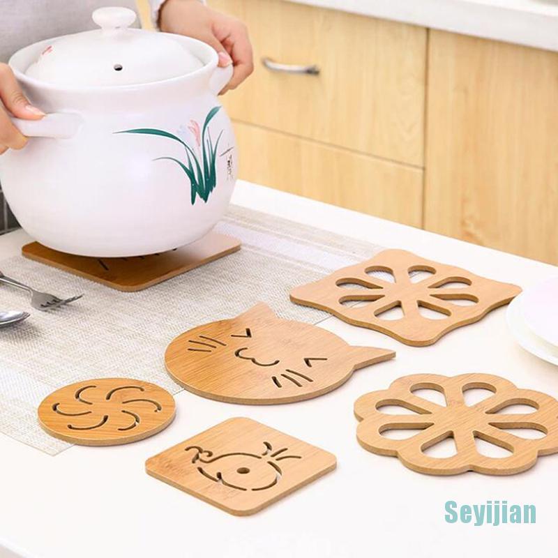 1 Miếng Lót Nồi Cách Nhiệt Chống Trượt Bằng Gỗ Tre