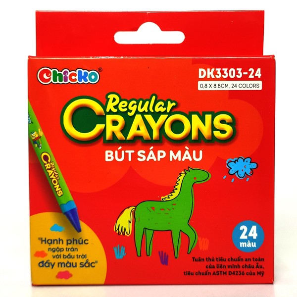 Bút Sáp Màu Duka: Bút Sáp Màu Regular Crayons (24 Màu) DK 3303-24