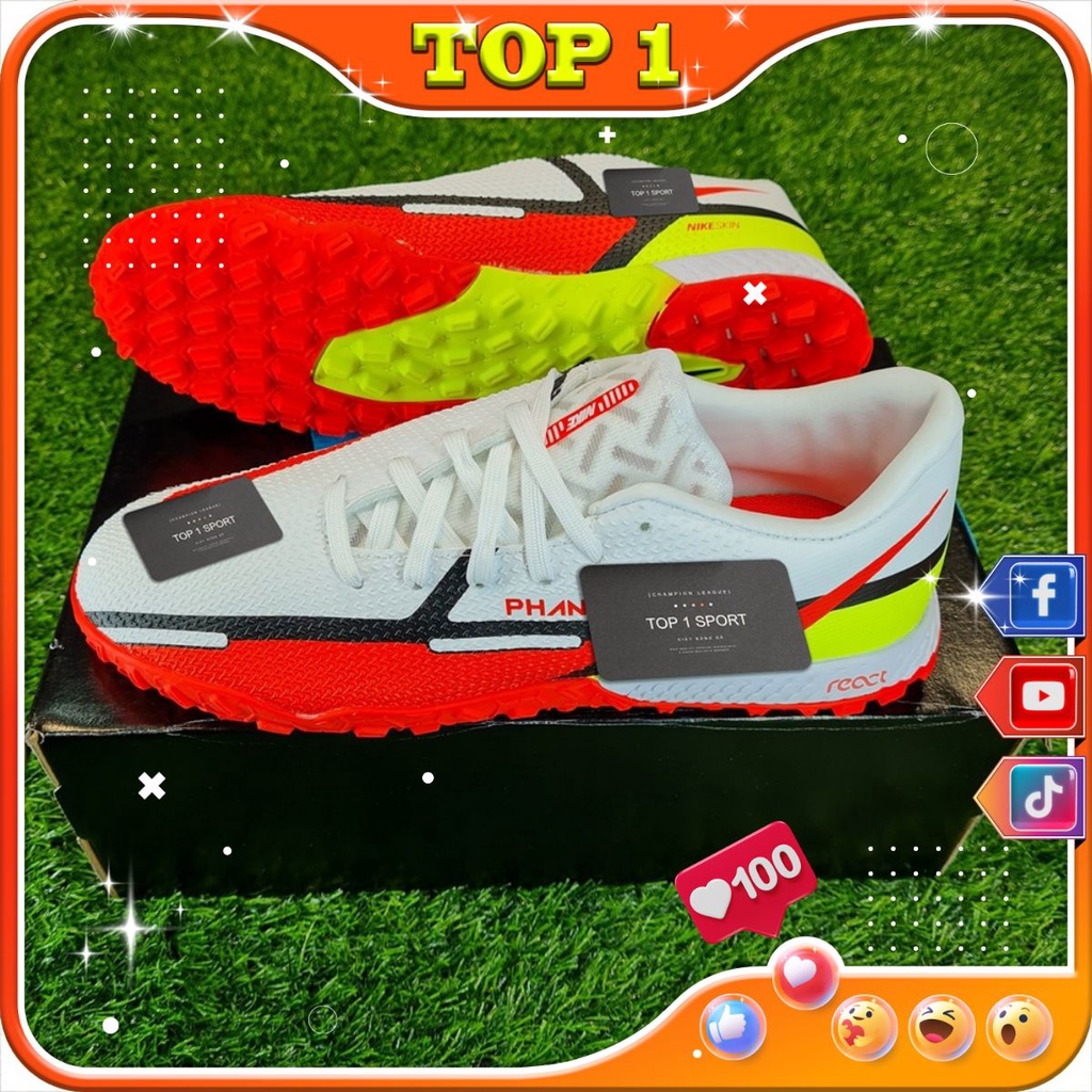 Giày Bóng Đá Sân Cỏ Nhân Tạo React Phantom GT Pro TF Shuri White Top 1 Sport