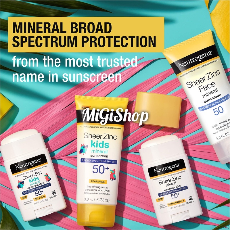 Kem Chống Nắng Cho Da Mặt Neutrogena Sheer Zinc Face Mineral Sunscreen SPF50 59ml