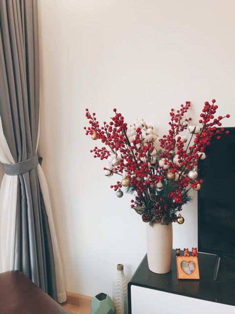 Cành đào đông (cherry) giả cao cấp, trang trí nhà cửa, văn phòng, decor (cành 12 nhánh)