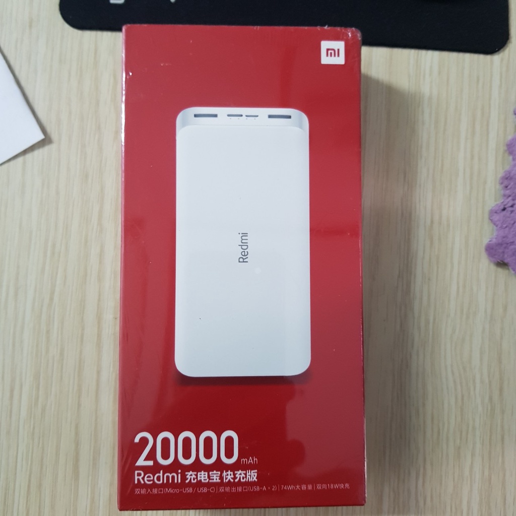 [Mã 44ELSALE2 giảm 7% đơn 300K] Pin dự phòng Xiaomi Redmi 20000mah hàng chính hãng (PD260350)