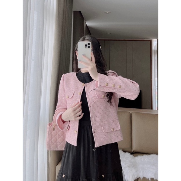 Áo dạ tweed 4 túi siêu xinh tiểu thư