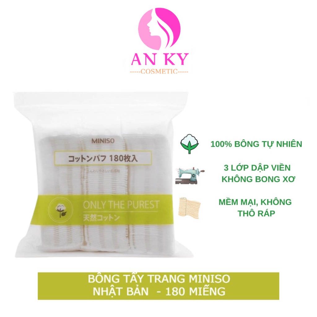 Bông Tẩy Trang Miniso Nhật Bản Túi Zip 180 Miếng (hàng đẹp)
