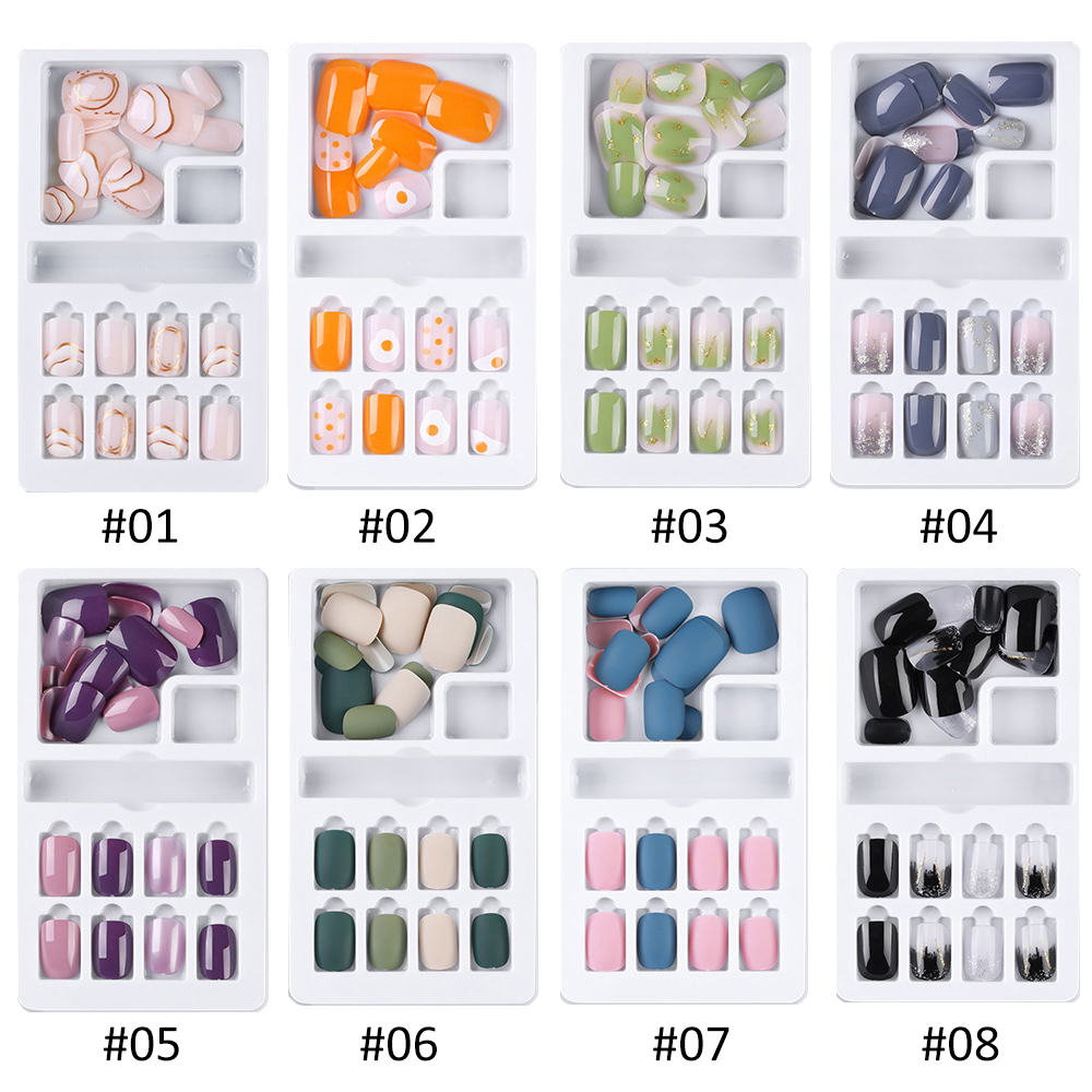 [Hàng mới về] Hộp 24 móng tay giả bằng nhựa dẻo nhiều màu sắc thời trang có thể tháo rời
